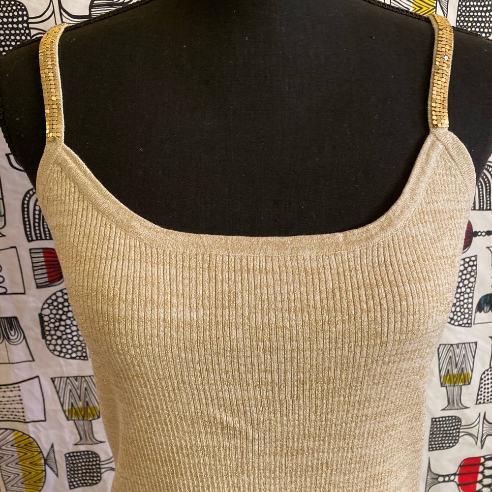 Michelle Antonelli Sequined Strap Gold Tank Size M